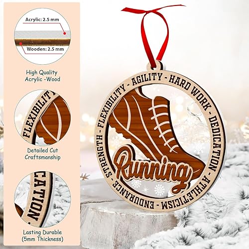 Miniatura 3 de GOSBLUE Adornos de zapatos de correr para árbol de Navidad, decoración de 2 capas de madera y acrílico, decoración de Navidad 2023 para amantes de