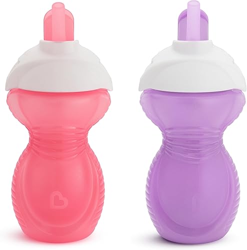 Munchkin Click Lock - Vaso con popote abatible rosamorado 9 onzas 2 unidades Azul/Verde, Azul/Púrpura, Rosado/Púrpura