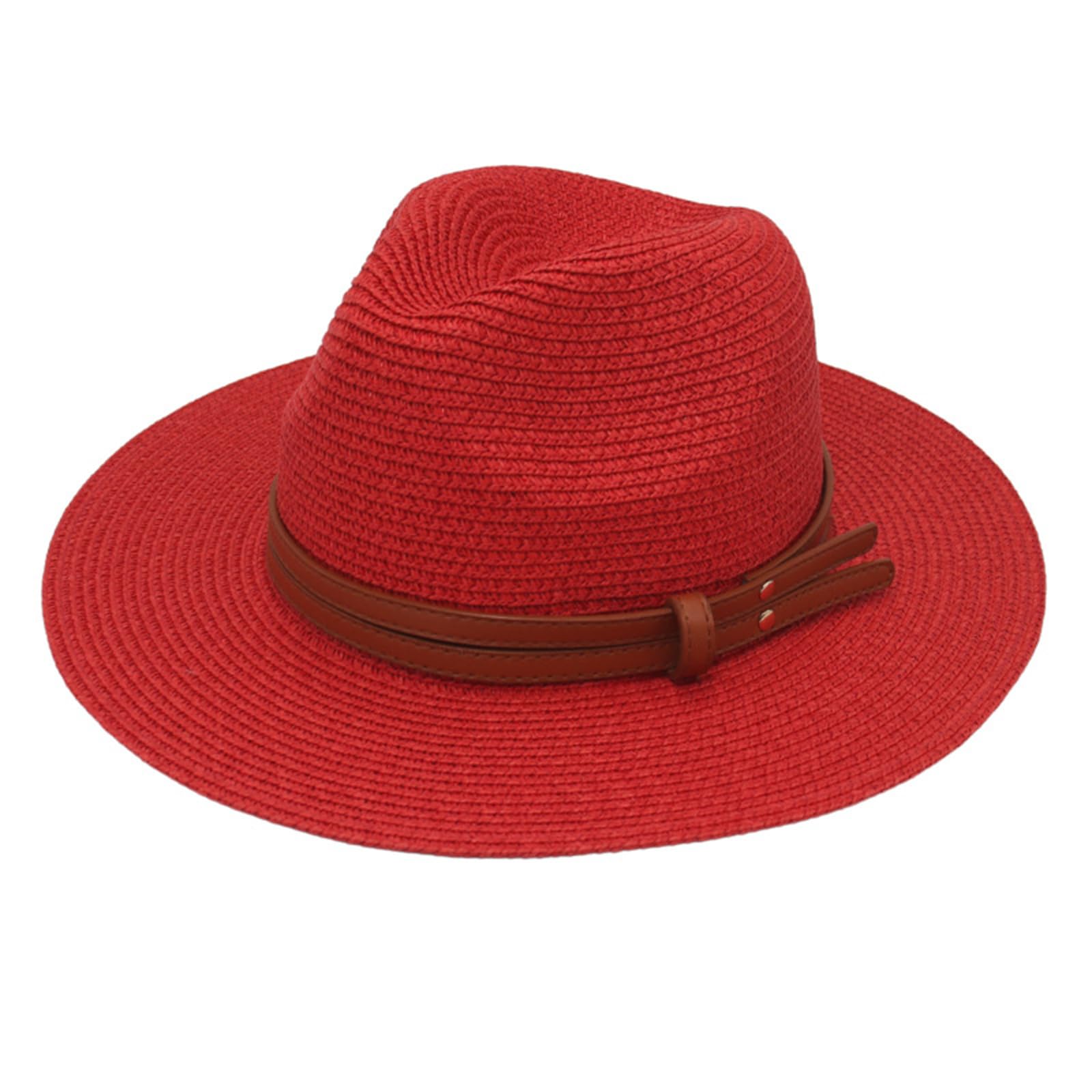 Women Wide Brim Straw Panama Roll up Hat Fedora Beach Sun Hat UPF50+