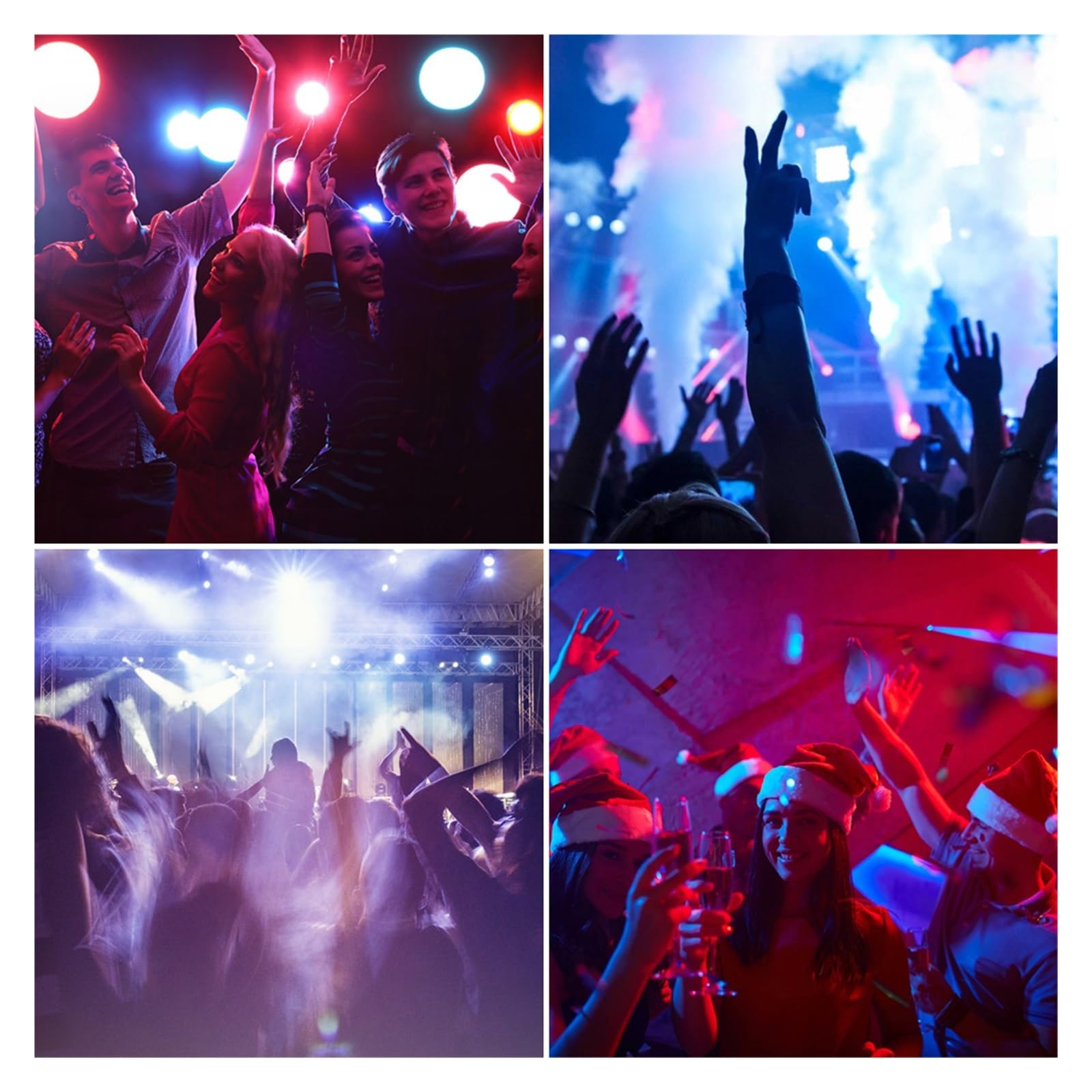Lampes d'éclairage de scène, 4in1 rouge pluie modèles lumière LED stroboscope RGBW Derby faisceau effet d'éclairage de scène DJ Disco fête vacances mariage carnaval lampe(No Remote)