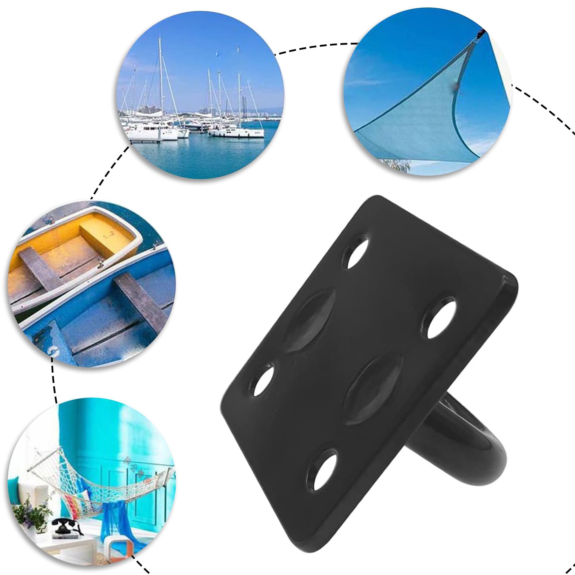 Piastre Ad Occhiello In Acciaio Inox - 4 Pezzi Con Moschettoni - Portata 80kg Per Soffitto - Foto 11