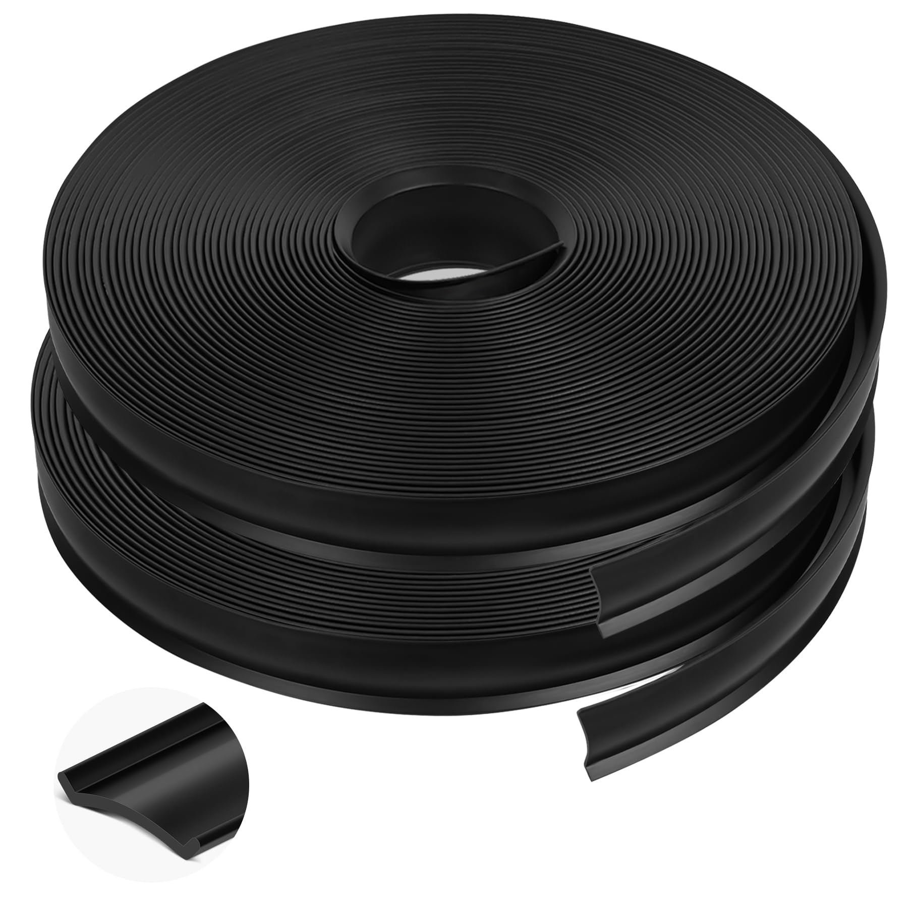 2 Roll RV Trim Molding Insert, 1IN x 100 FT Heavy Duty RV TPE Trim Molding Weather Stripping Exterior Replacement, Screw Cover Corner for Camper Travel Trailer Boat Channel (Black, Total 200 FT) — image 1