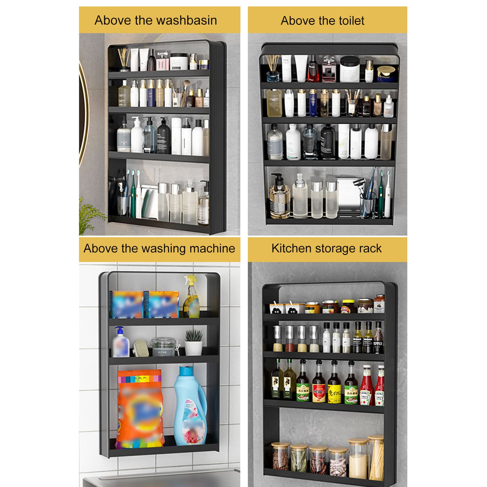 Duschkorb für die Wand im Badezimmer, platzsparendes Aufbewahrungsregal über der Toilette, Medizinschrank hinter der Tür, Duschregal ohne Bohren, Seifenhalter, Shampoo-Organizer, für Wäsche/