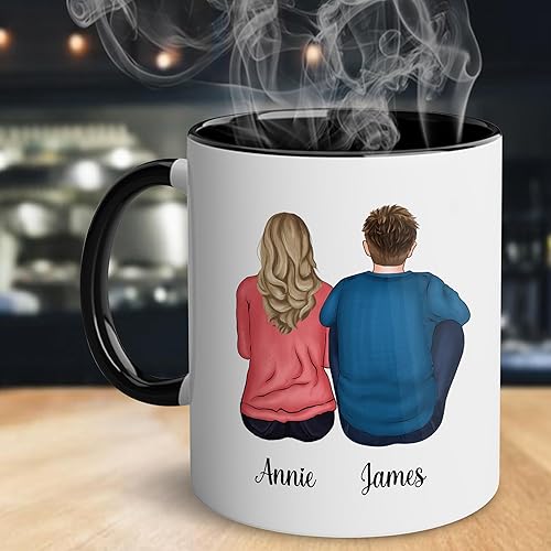 Miniatura 3 de WHIDOBE Taza personalizada de cerámica personalizada de 11 onzas y 15 onzas con avatares, nombres, citas, regalo personalizado para hermanos,