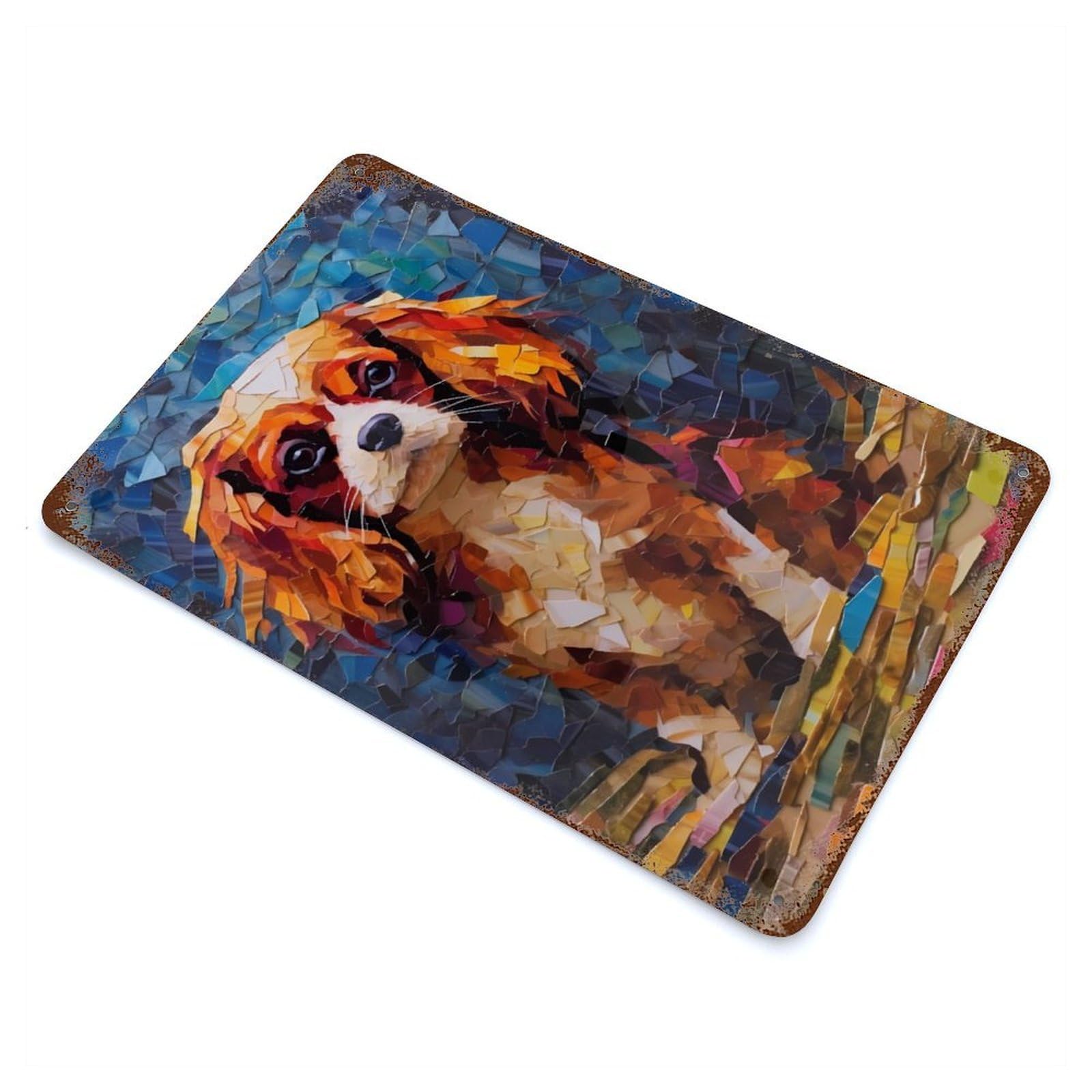 Cavalier King Colorful Vintage Rust Metal Sign 11.8"x7.9", Farmhouse Wall Decor for Garage, Pub Or Kitchen