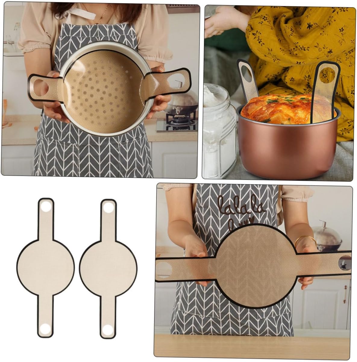 2pcs Bread Sling and Long Handle Baking Mat Set, Fiberglass Oven Mat for Dough Transfer, Heat Resistant Non-stick Silicone Baking Pads for Bread and Pastry
