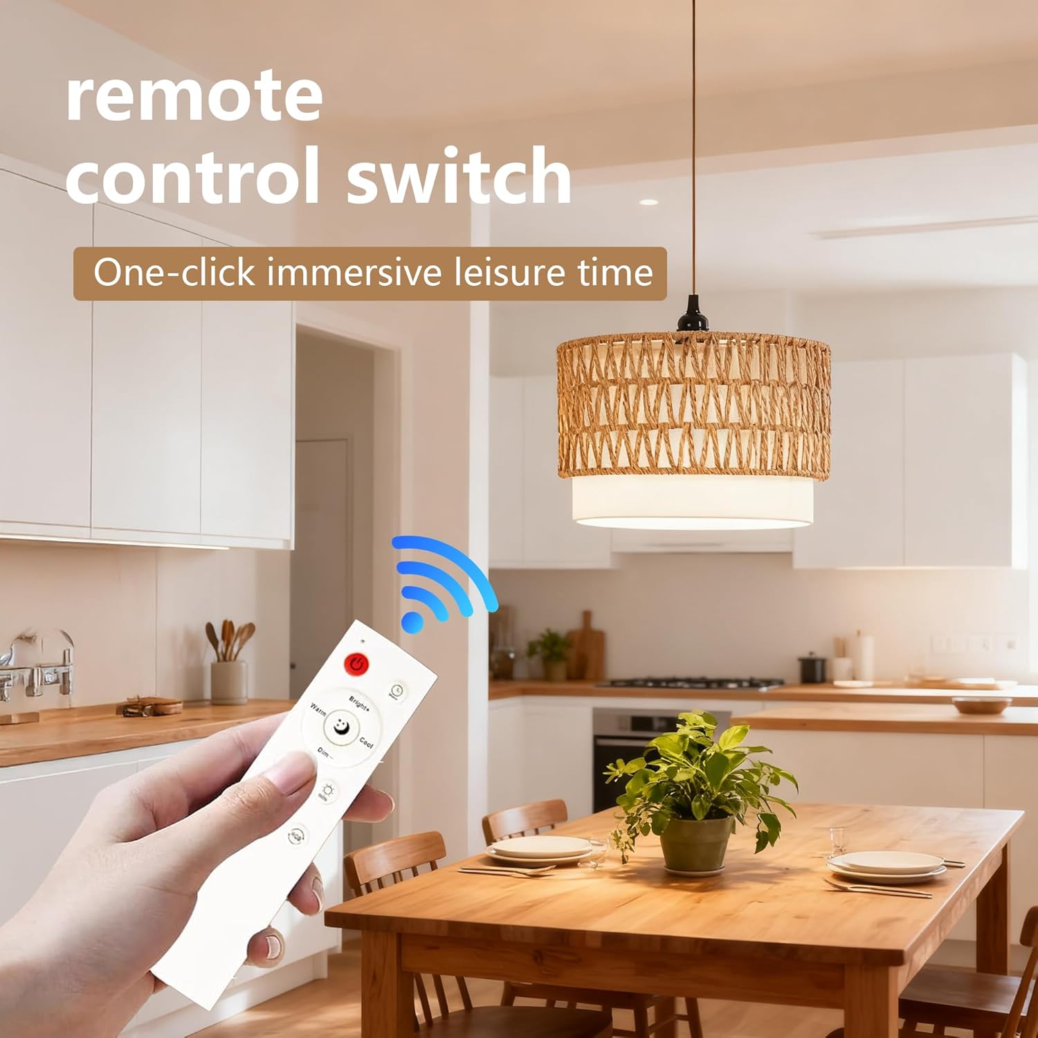 Plug in Hanging Lamp with RGB Smart Bulb Plug-in Cord Pendant Light with 15ft Cord Fixture Pendant Lights for Bedroom Kitchen Living Room Dining Room