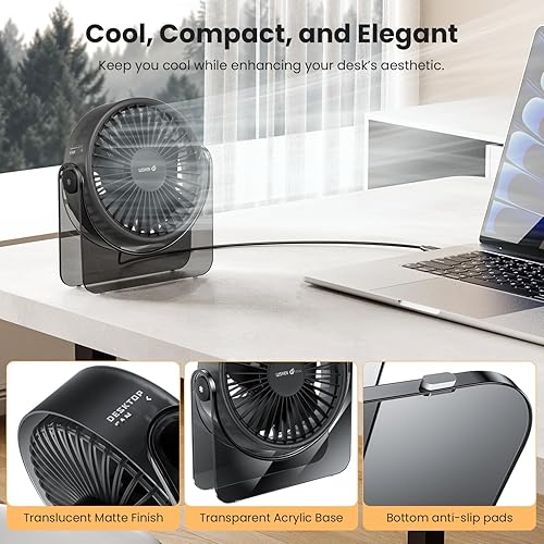 Miniatura 2 de WSKEN Ventilador de escritorio pequeño USB, diseño estético, mini pero potente, portátil, ultra silencioso, ventilador personal de escritorio de 3