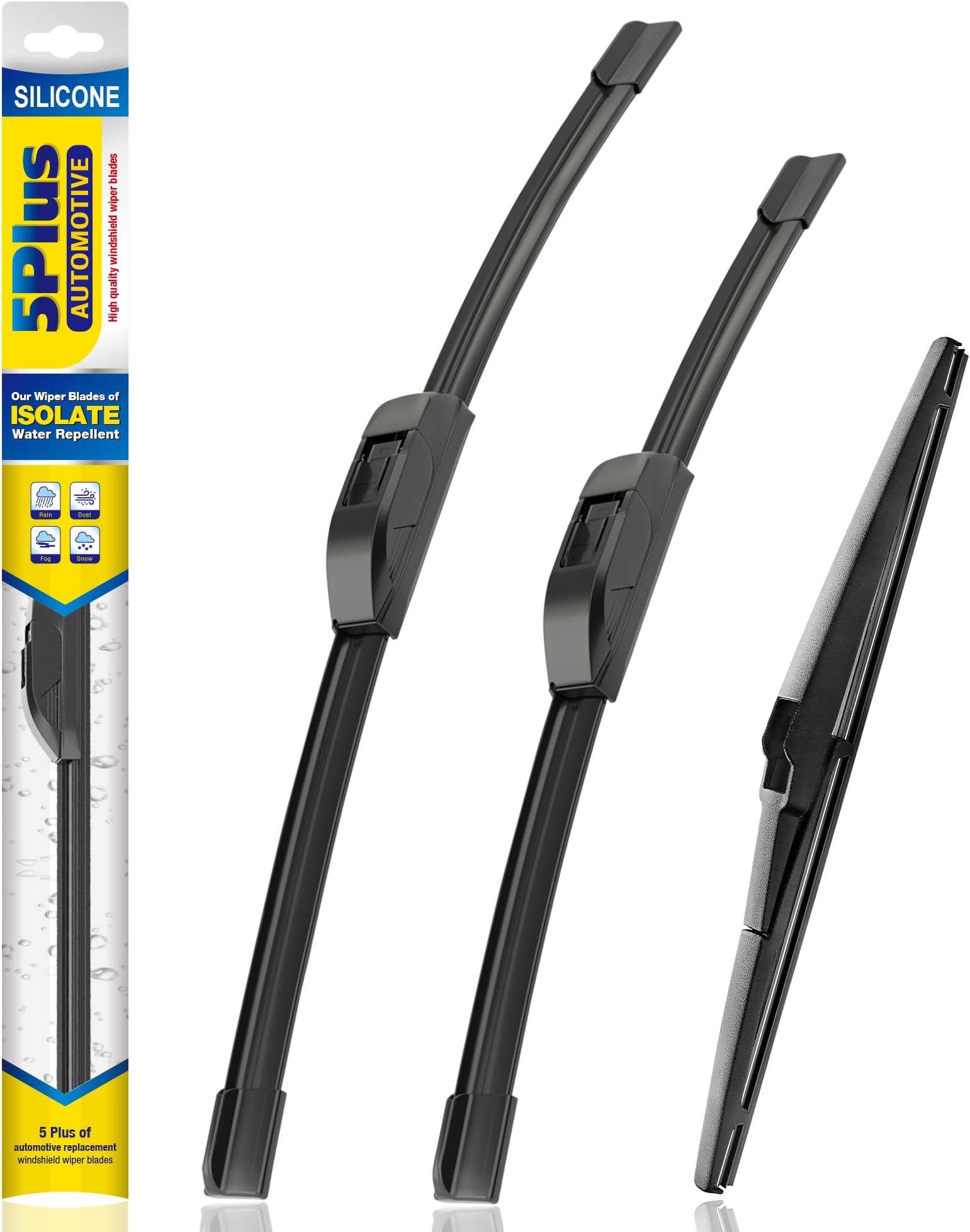 5 PLUS® Silicone Windshield Wipers Replacement for Hyundai 2018-2023 Kona,2019-2024 Kona Electric,2017-2022 Accent Wiper Blades(Set of 3),Windshield Wiper Blades For My Car-26"/16"/11"