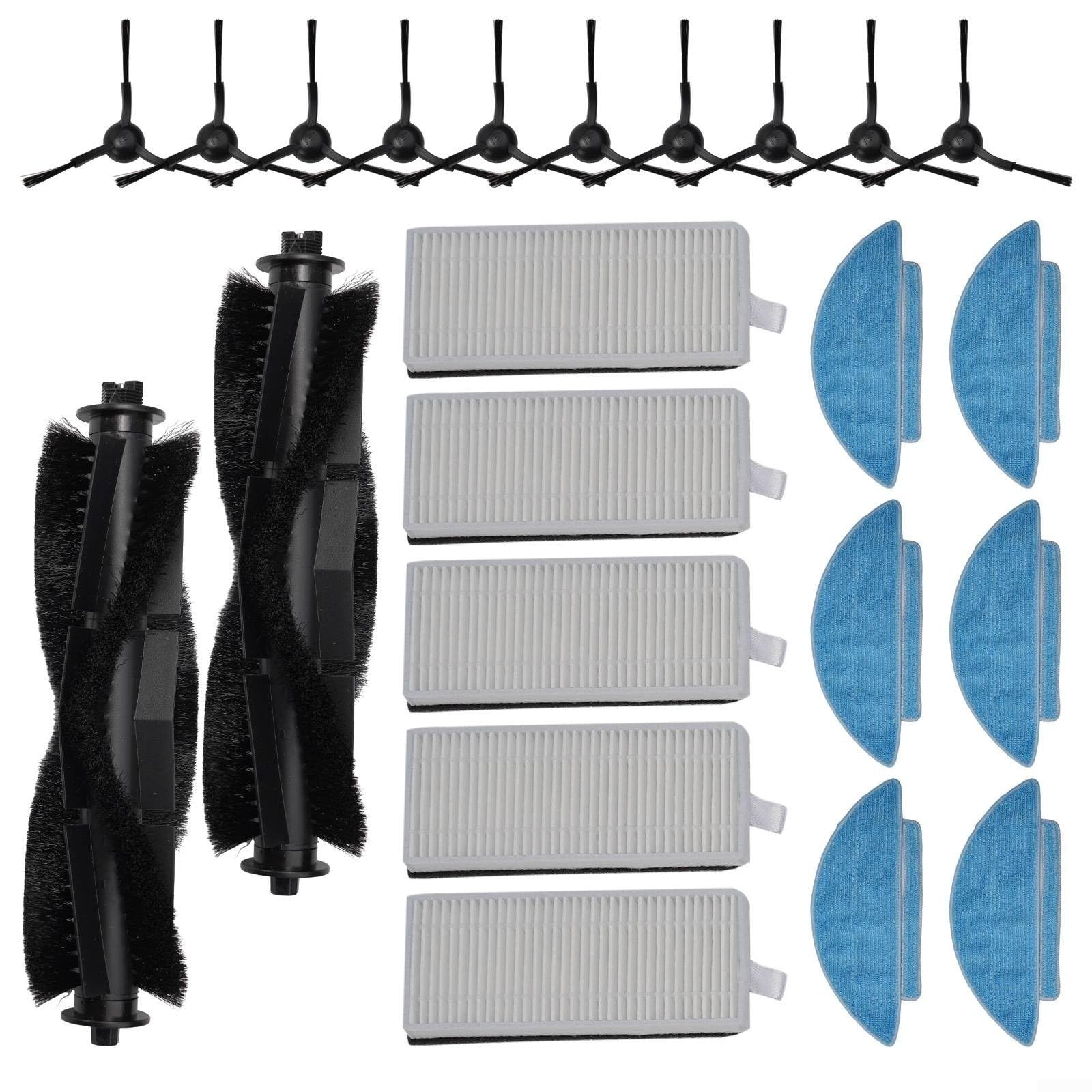 Tikom L9000 Robot Vacuum Replacement Parts Kit — Main Roller, Side Brushes, HEPA Filters & Mop Pads Compatible with Lubl