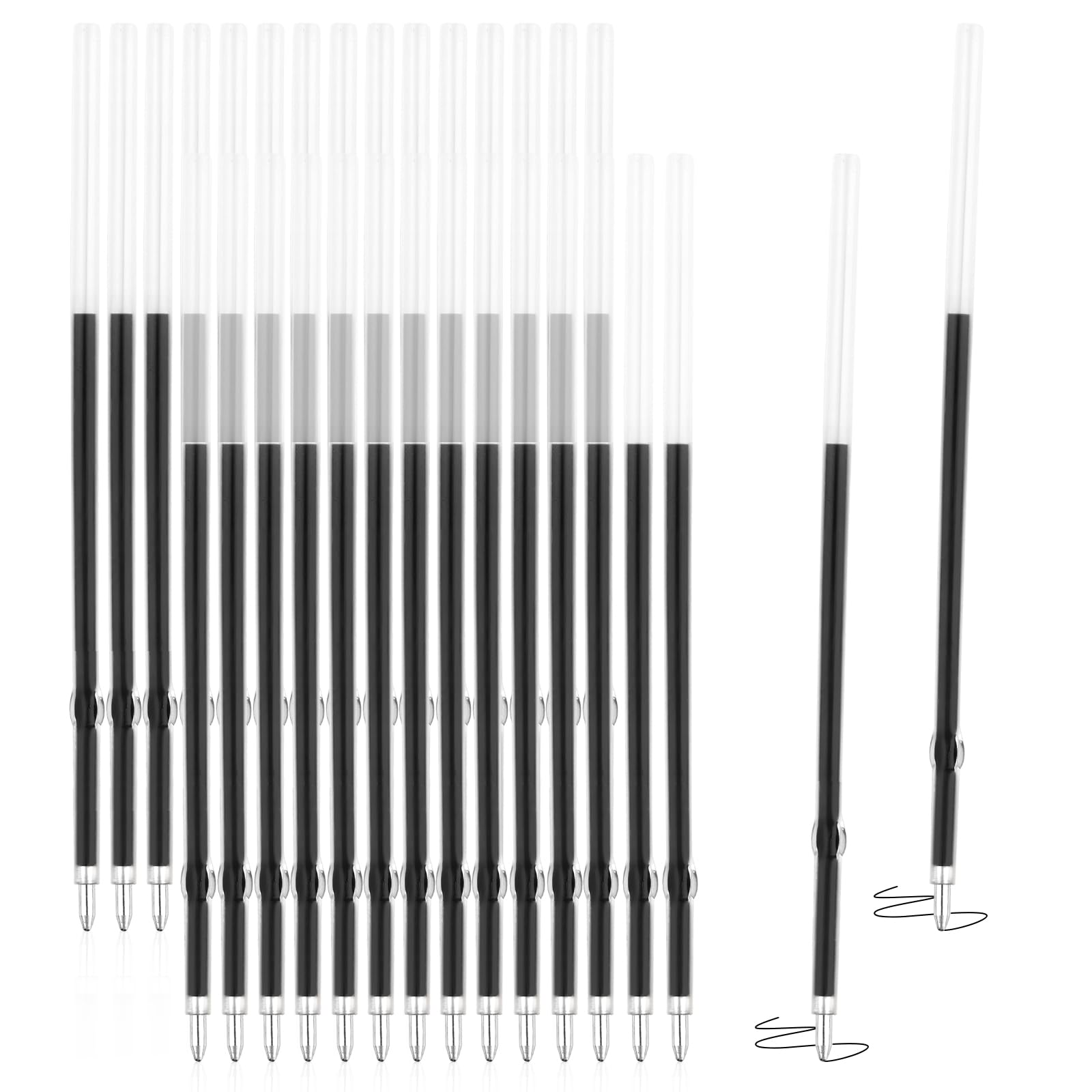 Deepton Ballpoint Pen Refills, Black, Pack of 60 Ballpoint Pen Refills, 1.0 mm Ballpoint Pen Refills, Retractable Pen Refills, 105 mm Length, for Office, Business, School and Home
