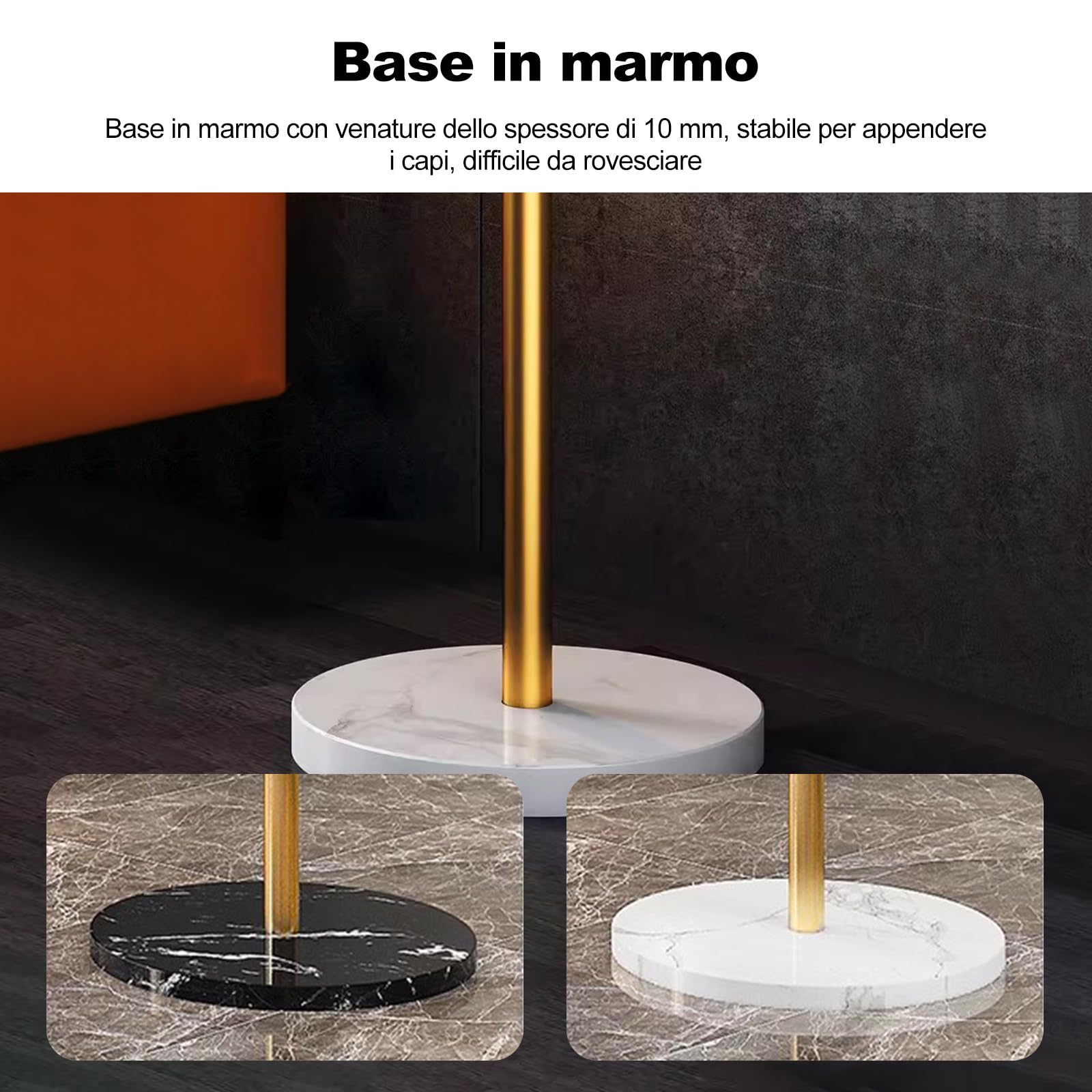Ergocar Appendiabiti, 8 Ganci Metallici, Staffe Per Appendiabiti Da Ingresso e Un Attaccapanni Con Base In Marmo, Utilizzato Per Alberi Per Giacche, Cappelli, Borse, Fasce