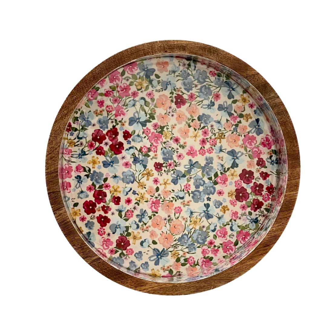 Mango Wood 24 cm Dia Classic Elegant Bowl, Handcrafted, Various Uses in The Home and Kitchen (Fruity Pebbles)