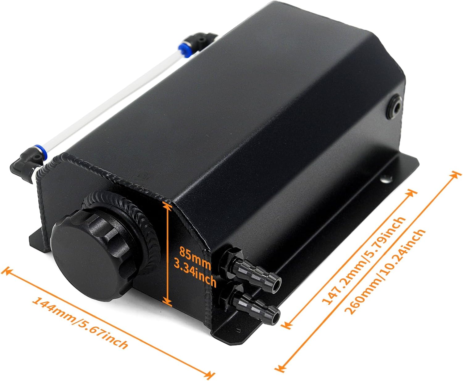 Universal 2L Aluminium Alloy Coolant Radiator Overflow Tank Engine Oil Catch Can Expansion Tank Reservoir Black
