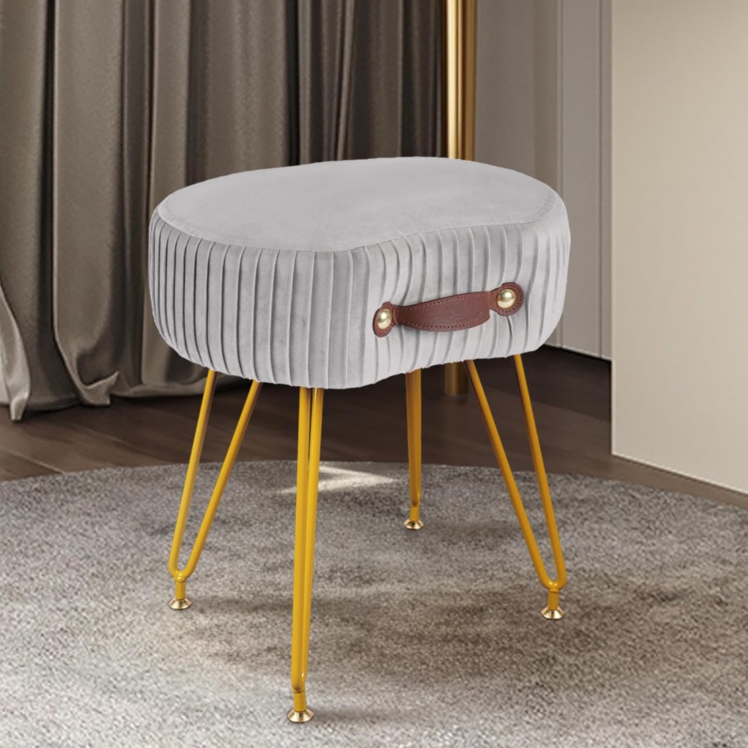 Velvet Vanity Stool, Curved Makeup Stool,Velvet Foot Stool