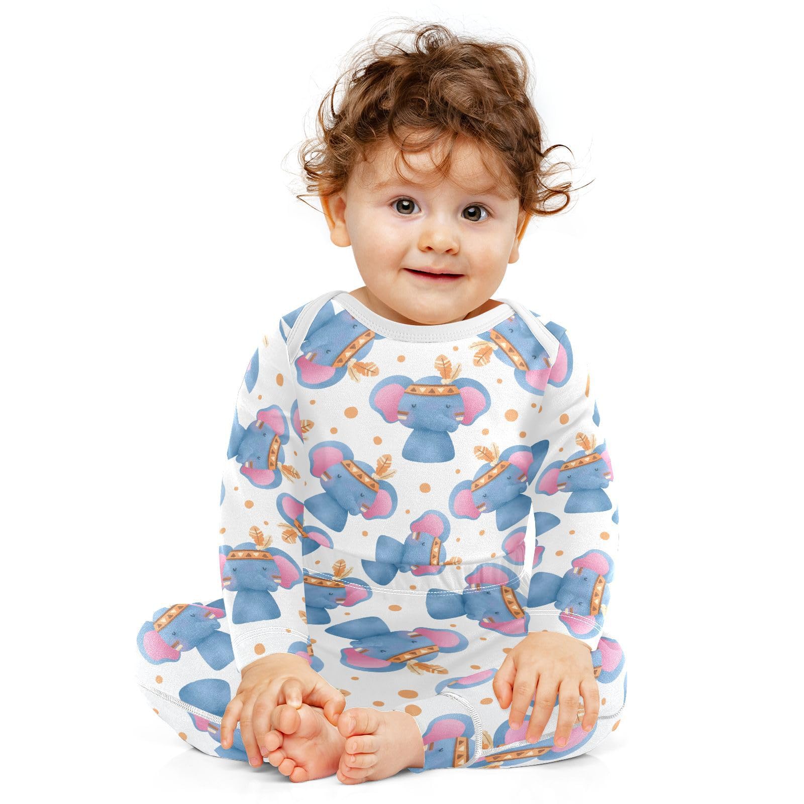 vvfelixl Baby Bodysuits Pants Sets Adorable Animals Elephant Long Sleeve Baby Onesie Clothes for Boys Girls 3-6M