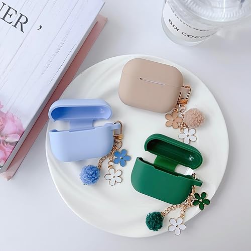 Miniatura 5 de Bonita funda para Airpods Pro de 21 generación para niñas y mujeres, con llavero de flores y kit de limpieza, funda protectora de silicona suave