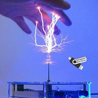 Bluetooth Music Tesla Coil 10 Cm Solid State Tesla Coil Kit Touchable Artificial Lightning Electric Power Wireless Transmission Model Arc Plasma Loudspeaker Science Experiment Tool Desktop Toy