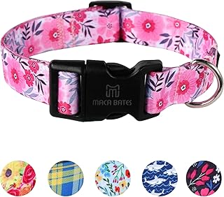 Maca Bates Floral Dog Collar Adjustable Dog Collar for Small Medium Large Dogs with Patterns Girl Dog Collars Soft Comfortable