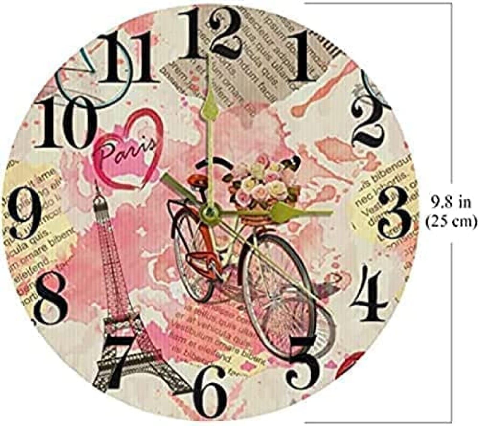 Amazon.co.jp: エッフェル塔のロマンチックな壁掛け時計、10インチの