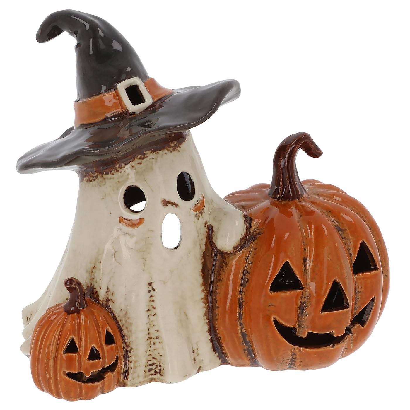 Shudehill Giftware Village Pottery Halloween Tealight Holders (Ghosts & Pumpkins)