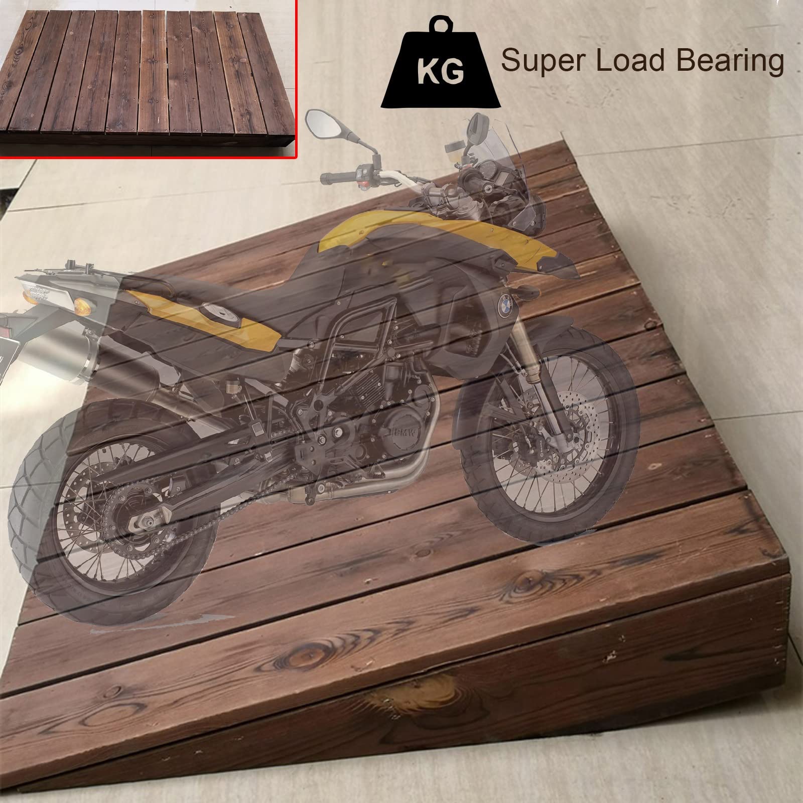 Rampas de Subida de acera de 50/60/70/80/90 cm de Ancho, escaleras de Madera con Pendiente para Scooters de Movilidad para sillas de Ruedas, 15 cm de Alto ()