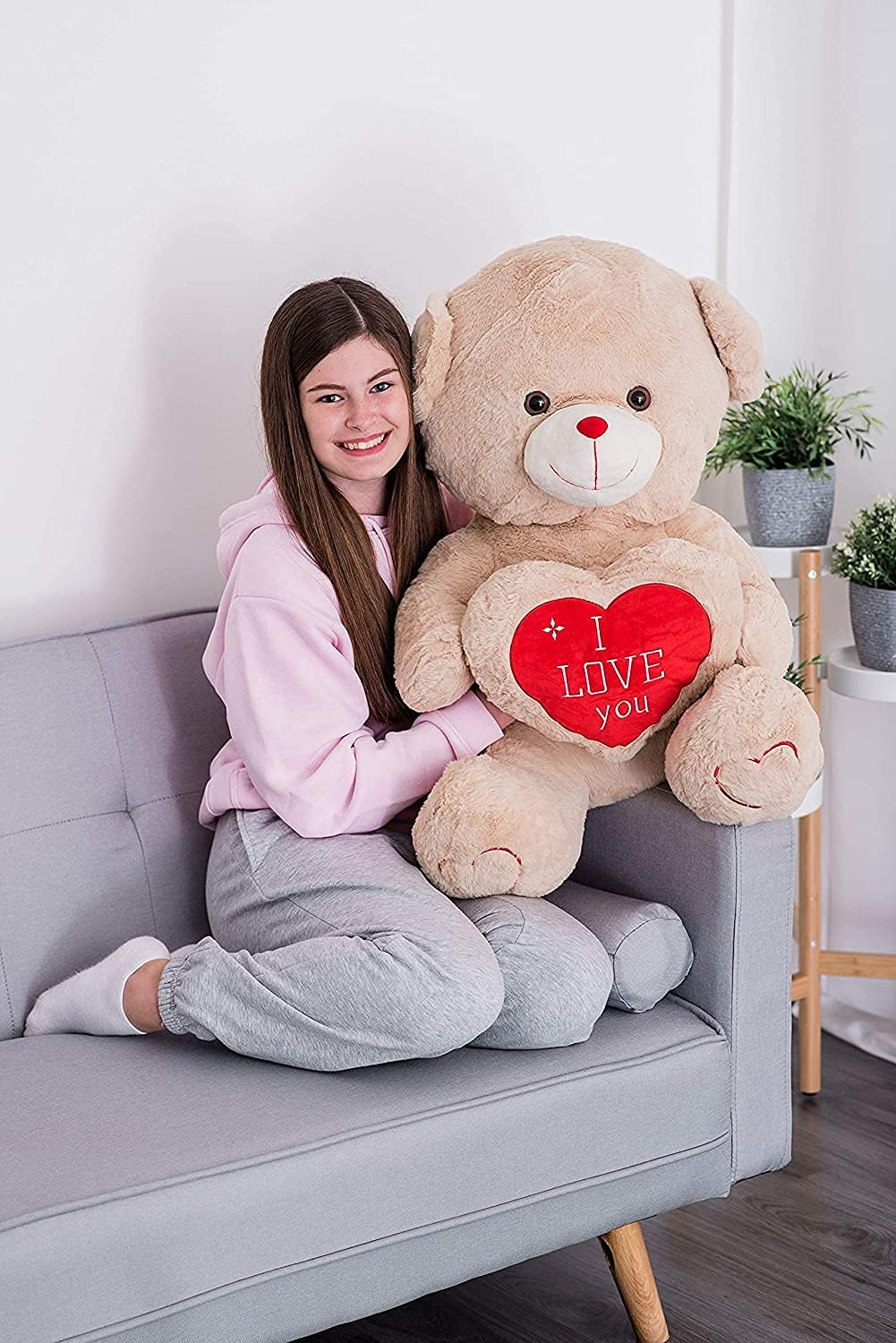 Curvaso 25" XXL LARGE HUGE TEDDY BEAR I LOVE YOU U PLUSH GIFT CUDDLY JUMBO GIANT HUGE MOTHERS DAY (BROWN)