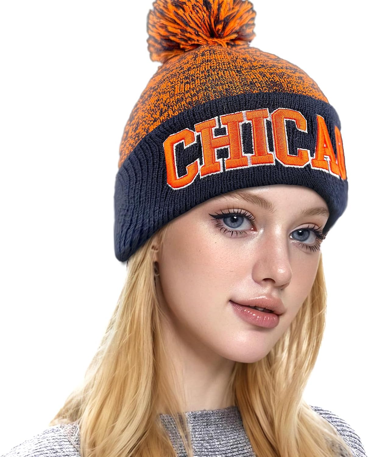 Football Beanie Hat for Men and Women Super Soft Pompom Knit Cap Winter Skullcap Toque - Image 4