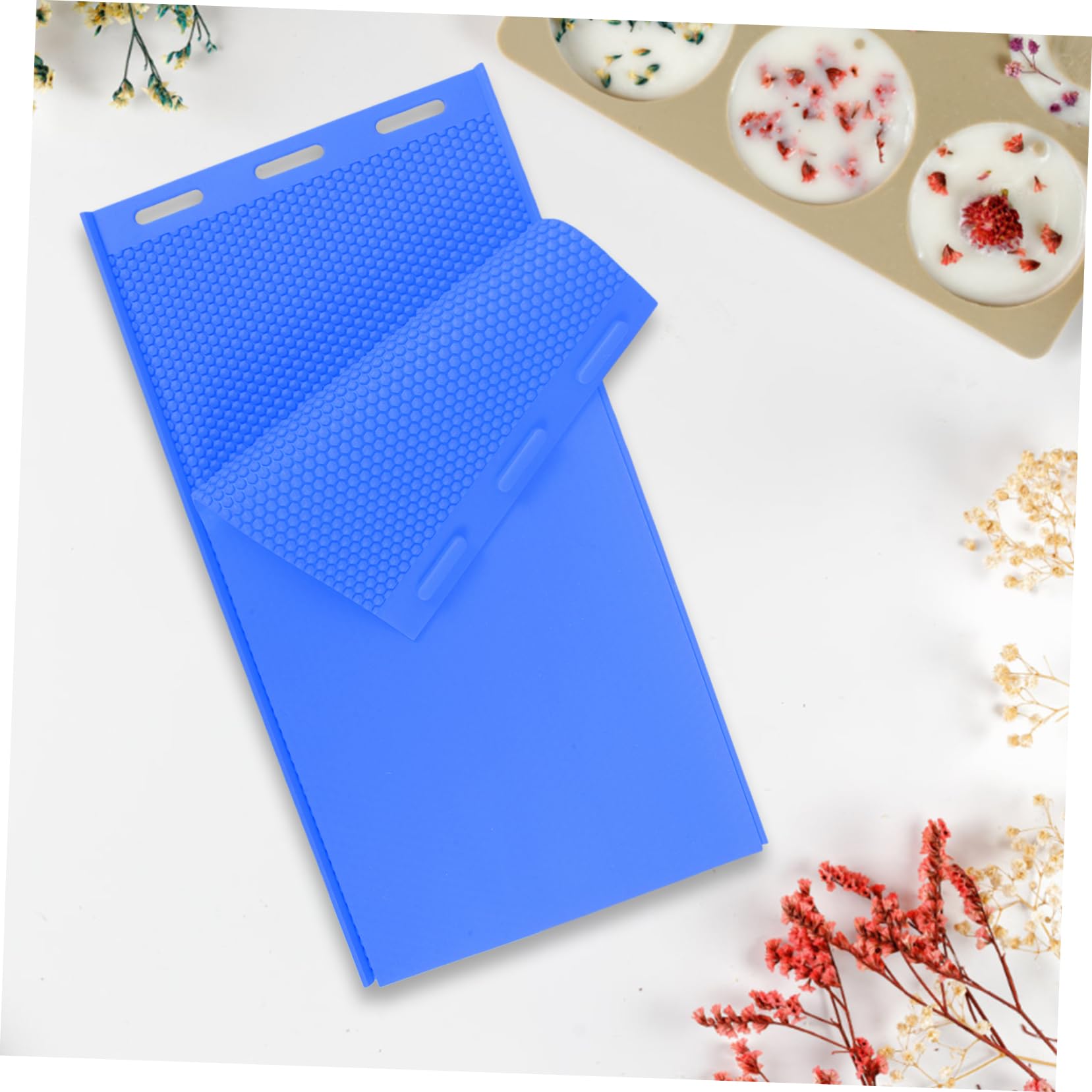 Moule Silicone Nid D'abeille pour Fabrication DIY de Feuilles de Cire D'abeille, Réutilisable et Facile à Nettoyer, Matériau Silicone Bleu Apiculture