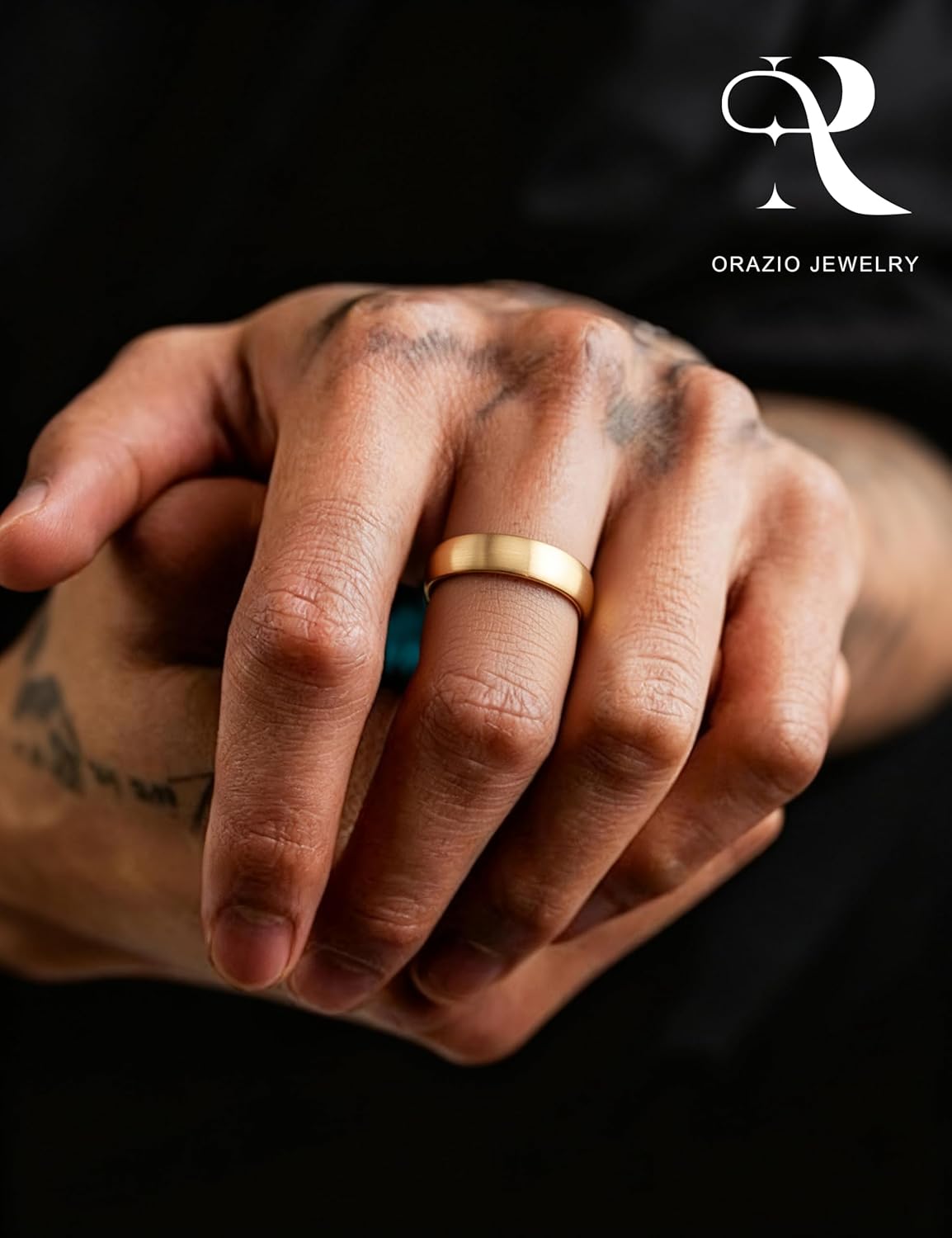 ORAZIO Tungsten Wedding Rings for Men 6/8mm Mens Wedding Band Black/Silver/Gold Plated Mens Rings,Brushed Matte Finish Polished Edge Engagement Promise Band Men Ring Jewelry Comfort Fit 7-14 - Image 4