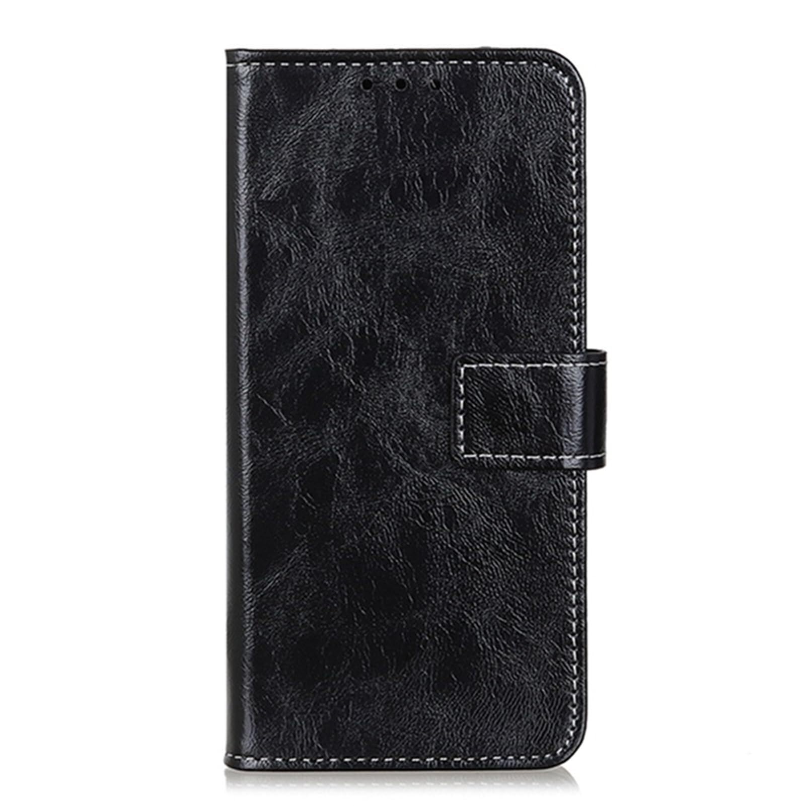 Custodia Flip per Samsung Galaxy S24 Ultra/S24 Plus/S24, Cover in Pelle con Stampa Crazy Horse Protezione con Chiusura Magnetica Custodia Sottile (Color : Black, Size : S24)