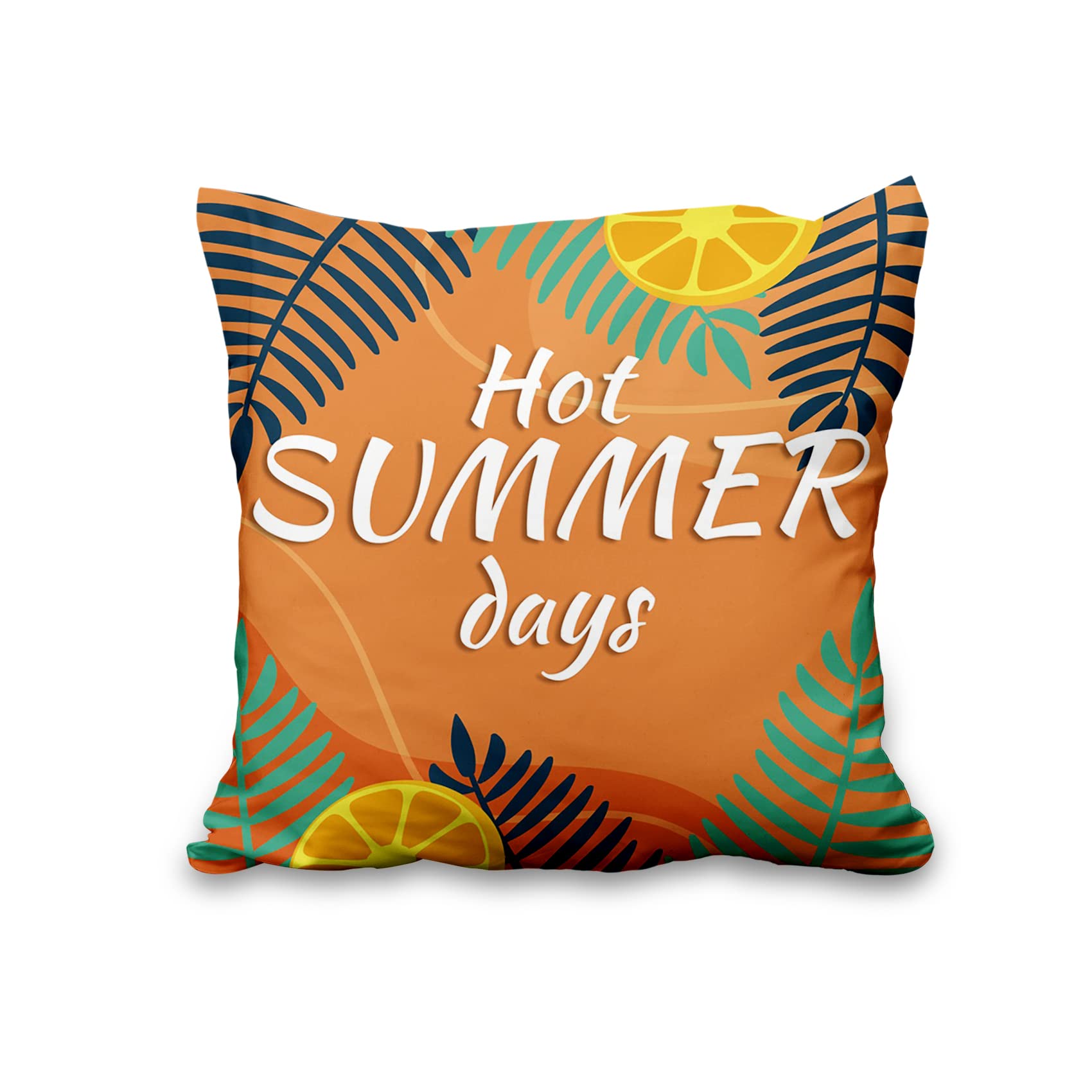 Aoihrraan 50x50cm Set di 4 Federe Cuscini Giornata Estiva Foglie Tropicali Arancia Morbido Peluche Corto Quadrato Copricuscini Divano Casa Decorazioni Agriturismo All'Aperto Terrazza Giardino Divano