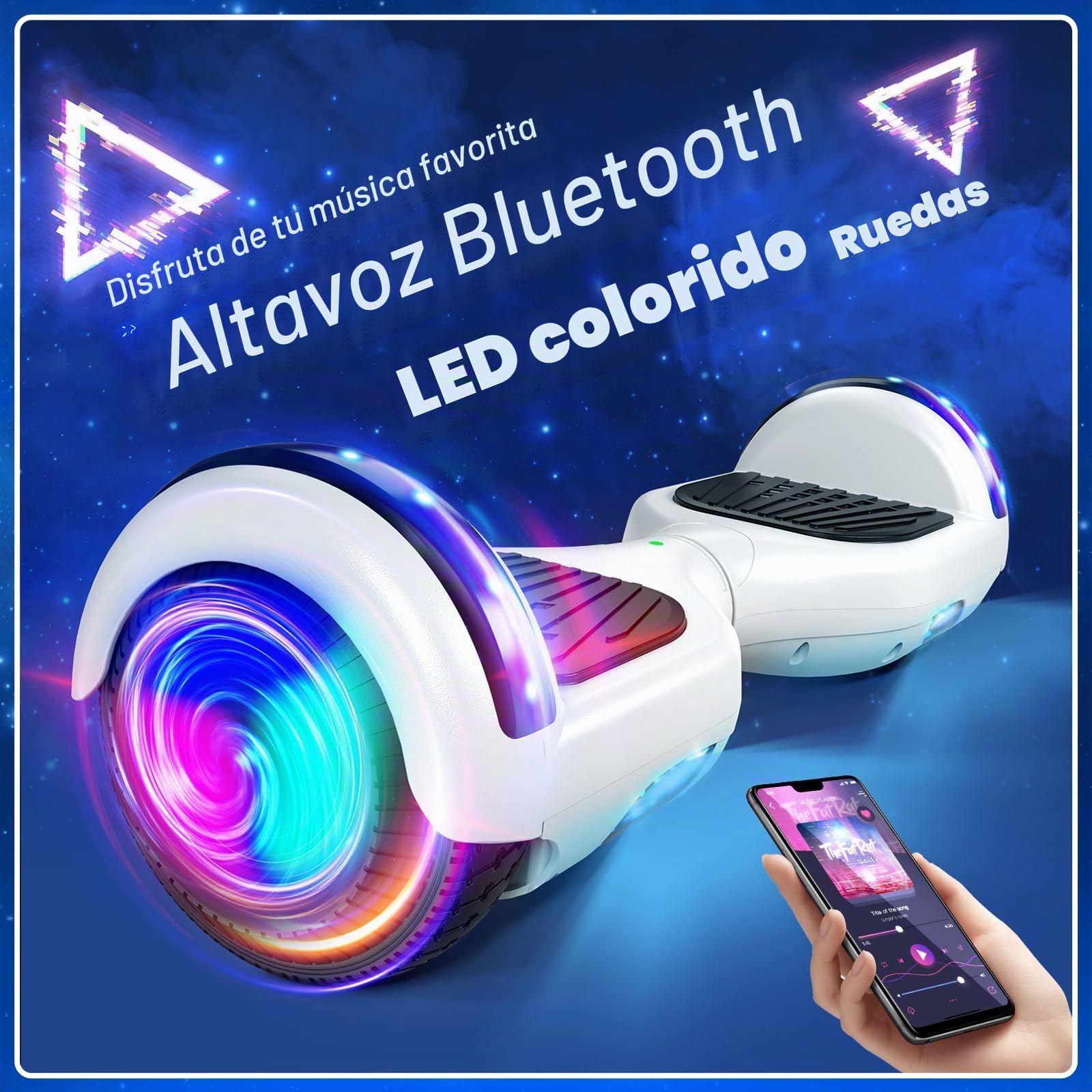 Hoverboard 6.5" Overboard Hover Borad con Luces LED/Bluetooth,Monopatín Hoverboards, Regalo para Niños