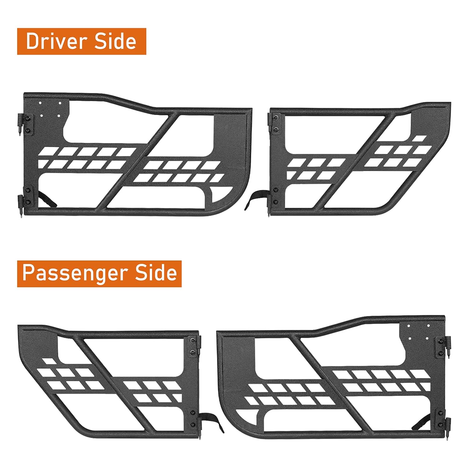 Hooke Road for Jeep Wrangler JK Tubular Half Doors Offroad Trail Doors Compatible with 2007-2018 Jeep Wrangler JK Unlimited 4-Door Include Front & Rear 4PCS Set