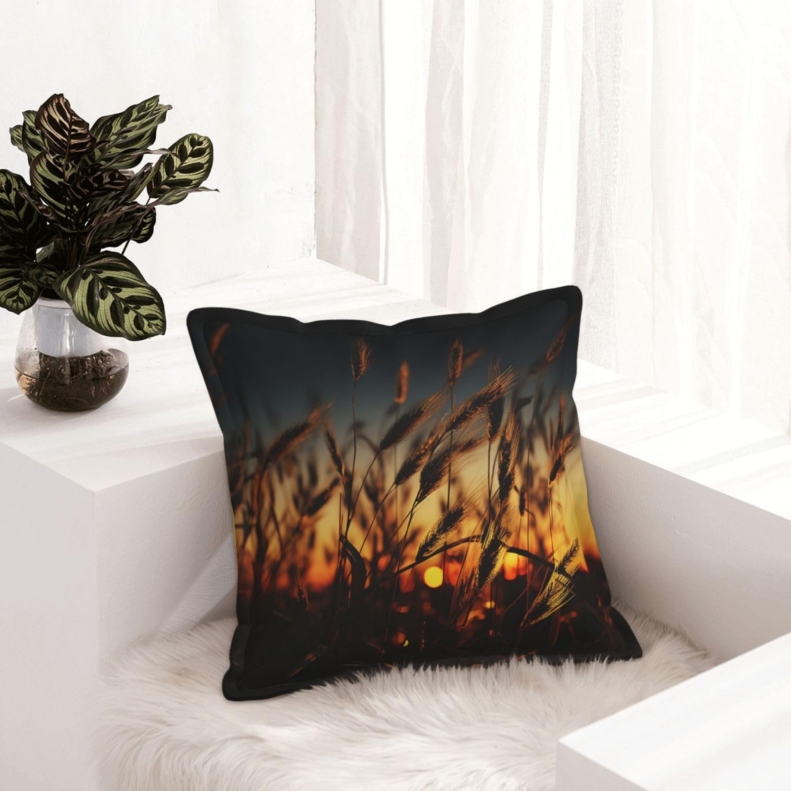 Housse de coussin moderne marron nuit pour déco salon rustique, 40,6 cm