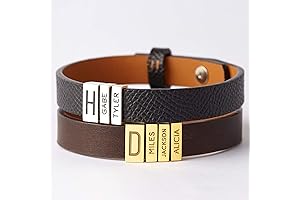 RUGGEDGIFT Dad Bracelet With Up To 8 Kids' Names & Dad's Initial,...