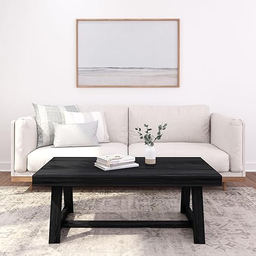 Plank+Beam Mesa auxiliar rectangular clásica, mesa de centro de granja de 48 pulgadas, mini mesas centrales para espacios pequeños, mesa de té para