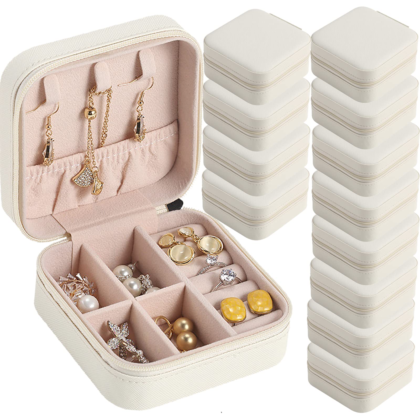 Travel Jewelry Case Bridesmaid Gifts Box 12 Pack Small Jewelry Box Mini Jewelry Organizer PU Leather Portable Earring