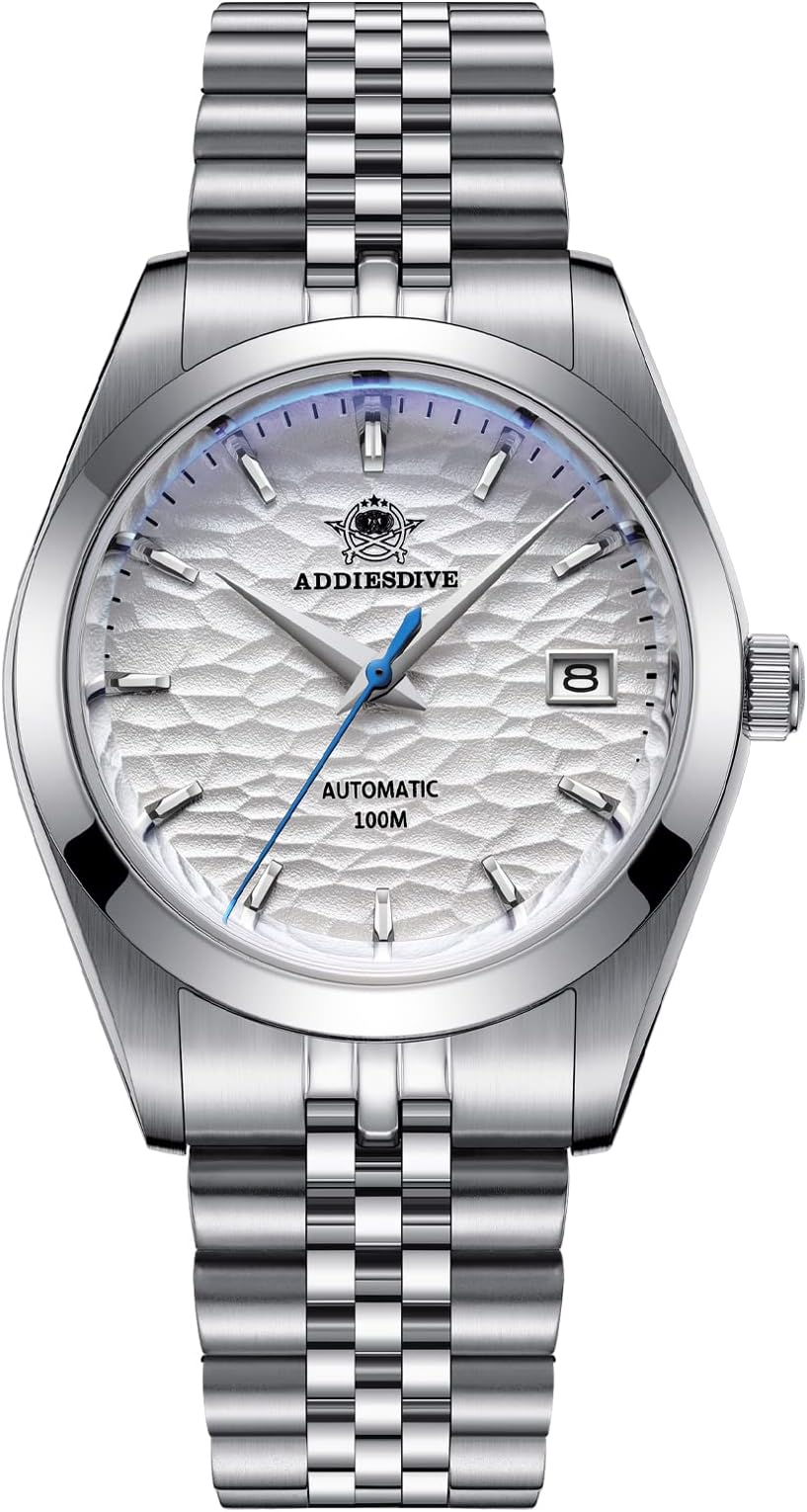 Men's Wrist Watch Dress Watch Sapphire Crystal 100 M Waterproof NH35A Thin Automatic Watches for Men 3D Dial