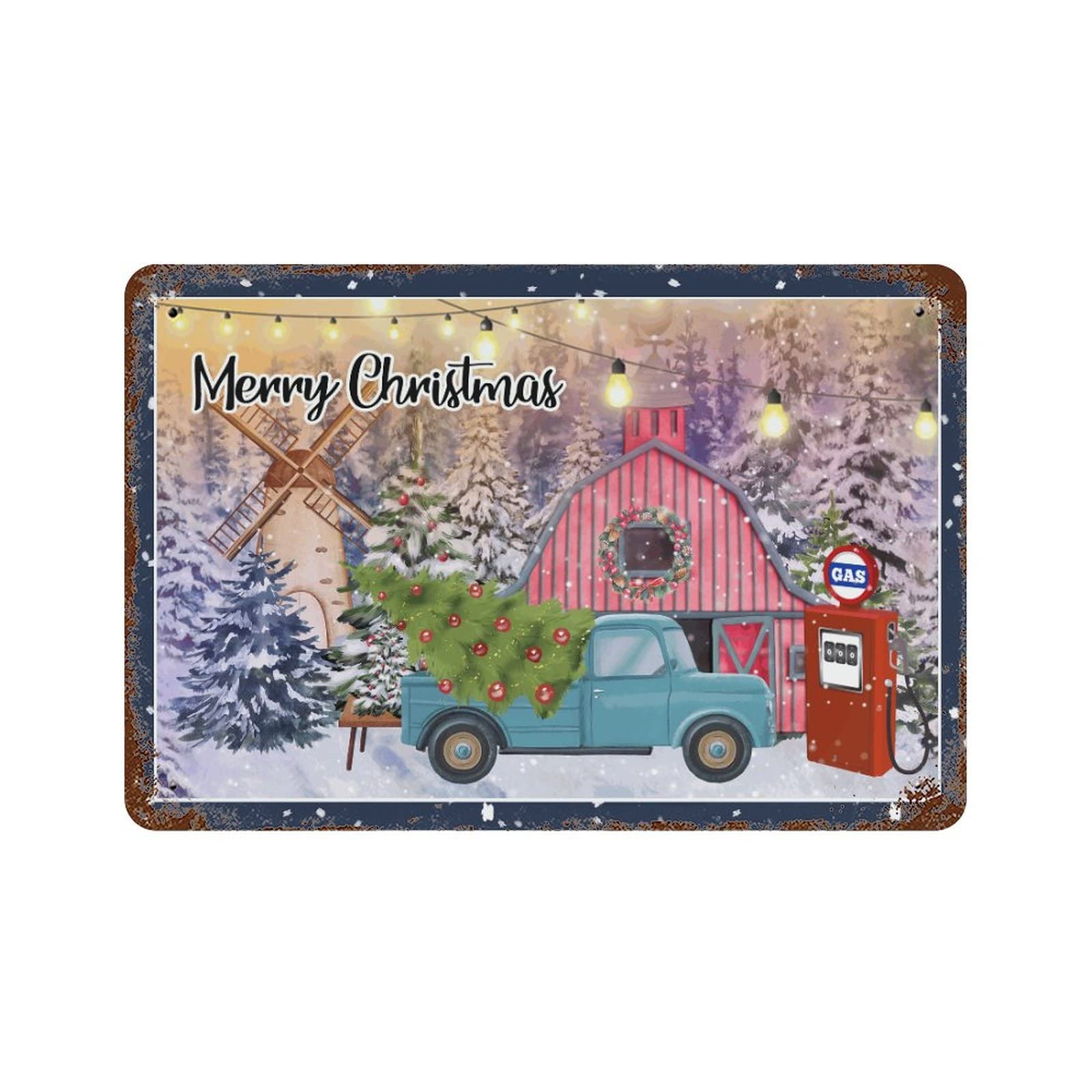 Letrero de metal de Merry Christmas de aluminio rustico con acabado premium para cafe y salon