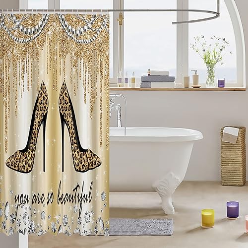 Miniatura 10 de Cortina de ducha con purpurina morada, con perlas y diamantes, cortina de baño impermeable con diseño de galaxia, para niños, adolescentes, niñas,