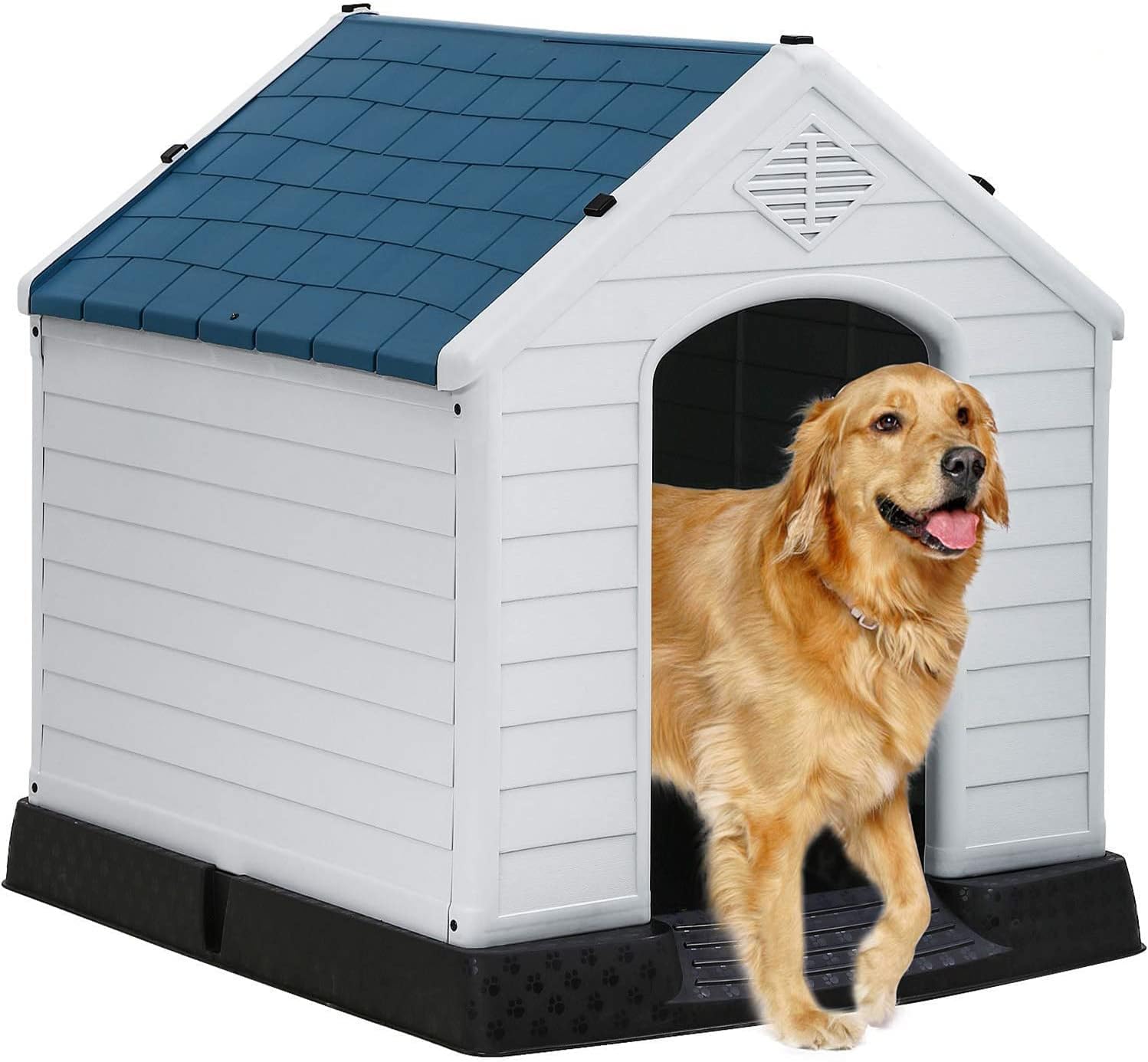FLL Extra Large Dog House for Large Medium Dogs 41x37.4x39 inch Plastic Water Resistant Dog Houses with Hight Base Support for Winter…
