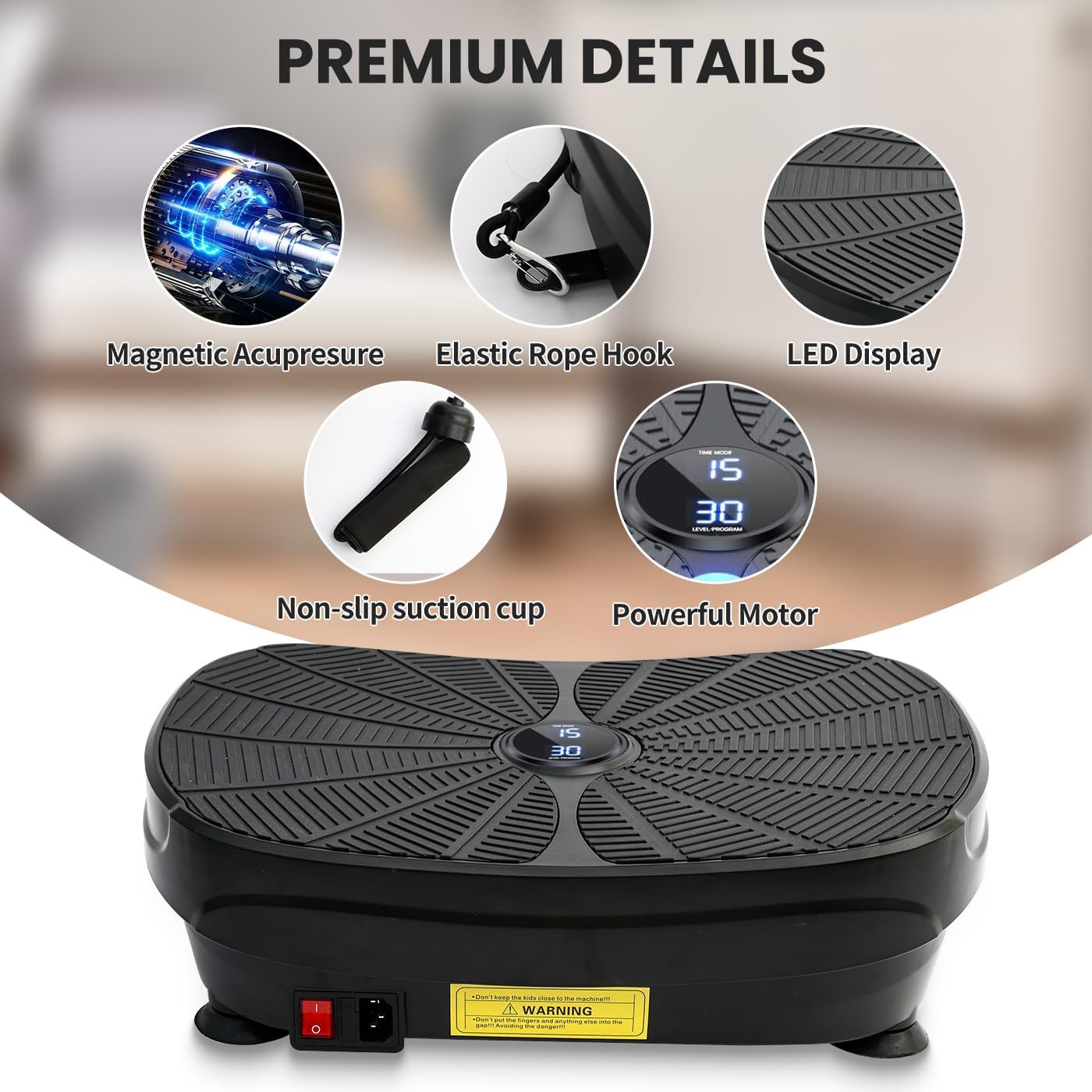 Vibration Plate Exercise Machine, 9 Preset Modes & 99-Level Full Body Workout Vibrating Plate for Lymphatic Drainage Weight Loss, 400lbs Capacity Shake Fitness Platform with Resistance Bands