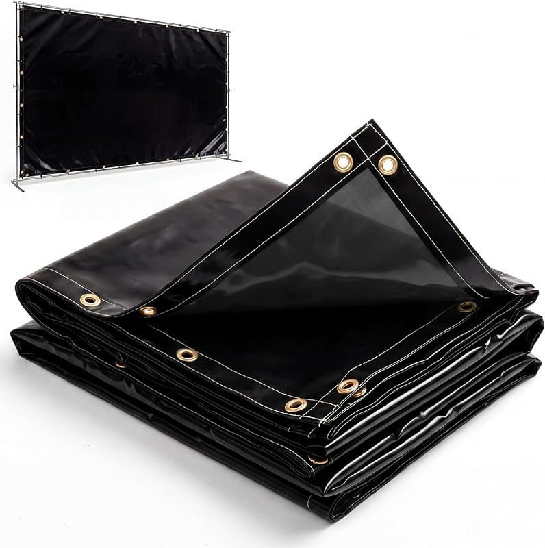 Pushglossy 1 cortina de soldadura de 6 pies x 10 pies con ojales | Pantalla de soldadura de vinilo resistente de 0,36 mm de espesor, barrera contra rayos UV, chispas y salpicaduras para garaje, taller y uso industrial