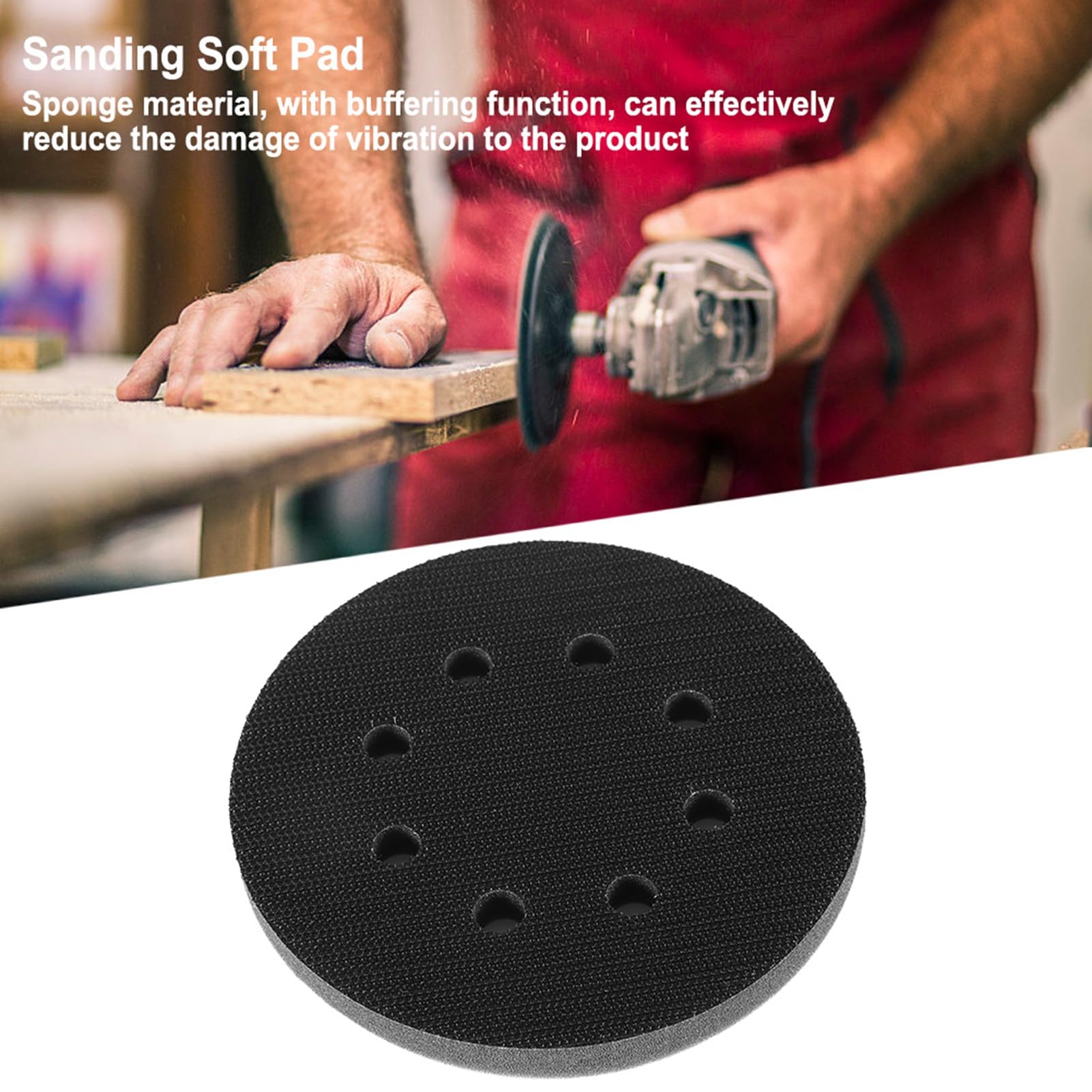 Cocoarm Almohadilla de Esponja Suave de 125 Mm, Almohadilla Amortiguadora de Reducción de Ruido a Prueba de Sacudidas con Parche Adhesivo Mágico para Pulidora Eléctrica Neumática (5 pulgadas 8