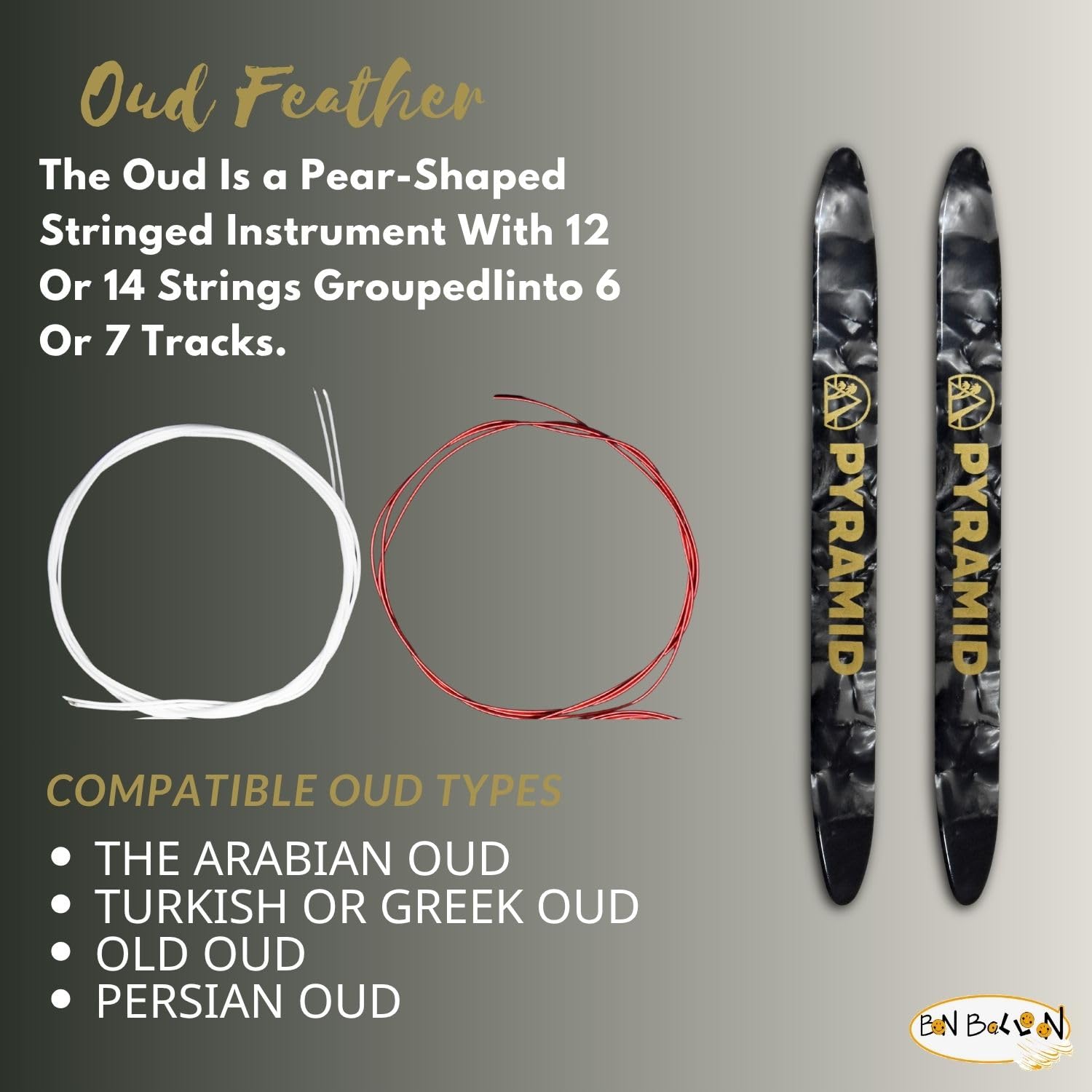 Ägyptische Professionelle 10 Oud Saiten Gitarre Kupfer überzogene Nylon Oud + 2 Stück Pyramidenprofi Standard Oud Plektrum Plektrum Ud Risha Reeshe Germany Oudh Musikinstrument Zubehör