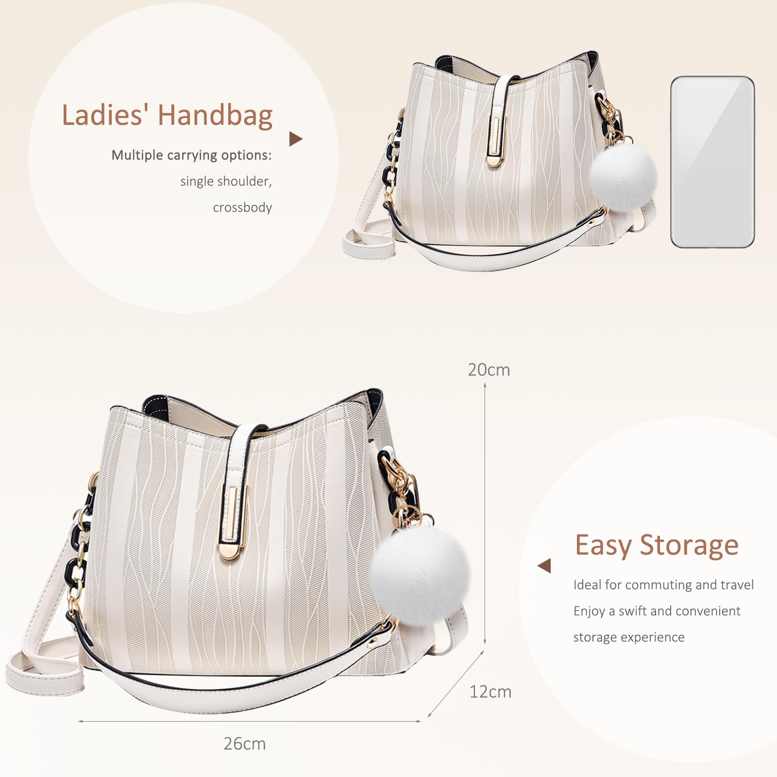 NICOLE & DORIS Handtasche Damen,Elegante Schultertasche,Tote Für Frauen Mittelgroß Henkeltasche Damen-Umhängetaschen Wasserdicht mit Abnehmbarer Schultergurt