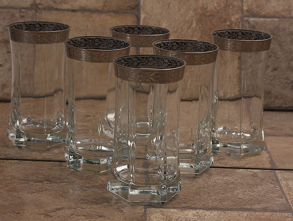 Lorenzo Silver Border Drinking Glass, Set of 6