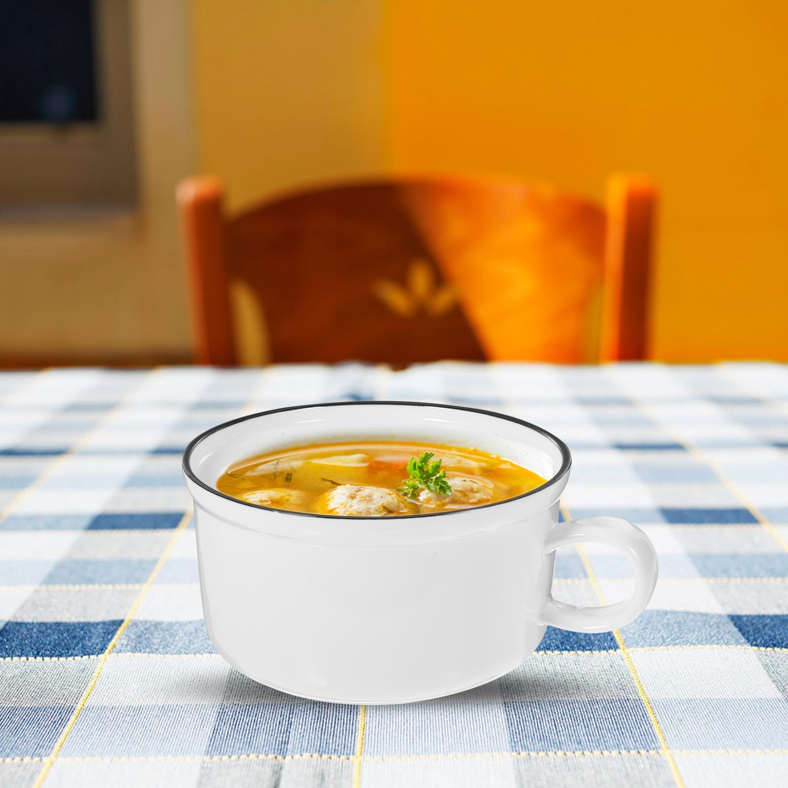 Kichvoe Tazón de Ramen de Cerámica Blanco con Tapa y Cuchara, Grande y Resistente para Sopa y Ensalada en Casa, Adecuado para Obsequio de Inauguración