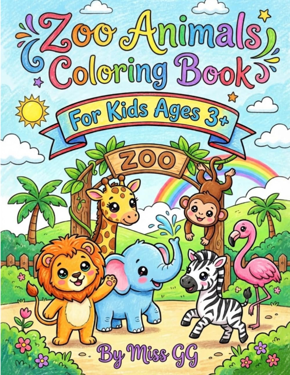 Zoo Animals Coloring Book: For Kids Ages 3+